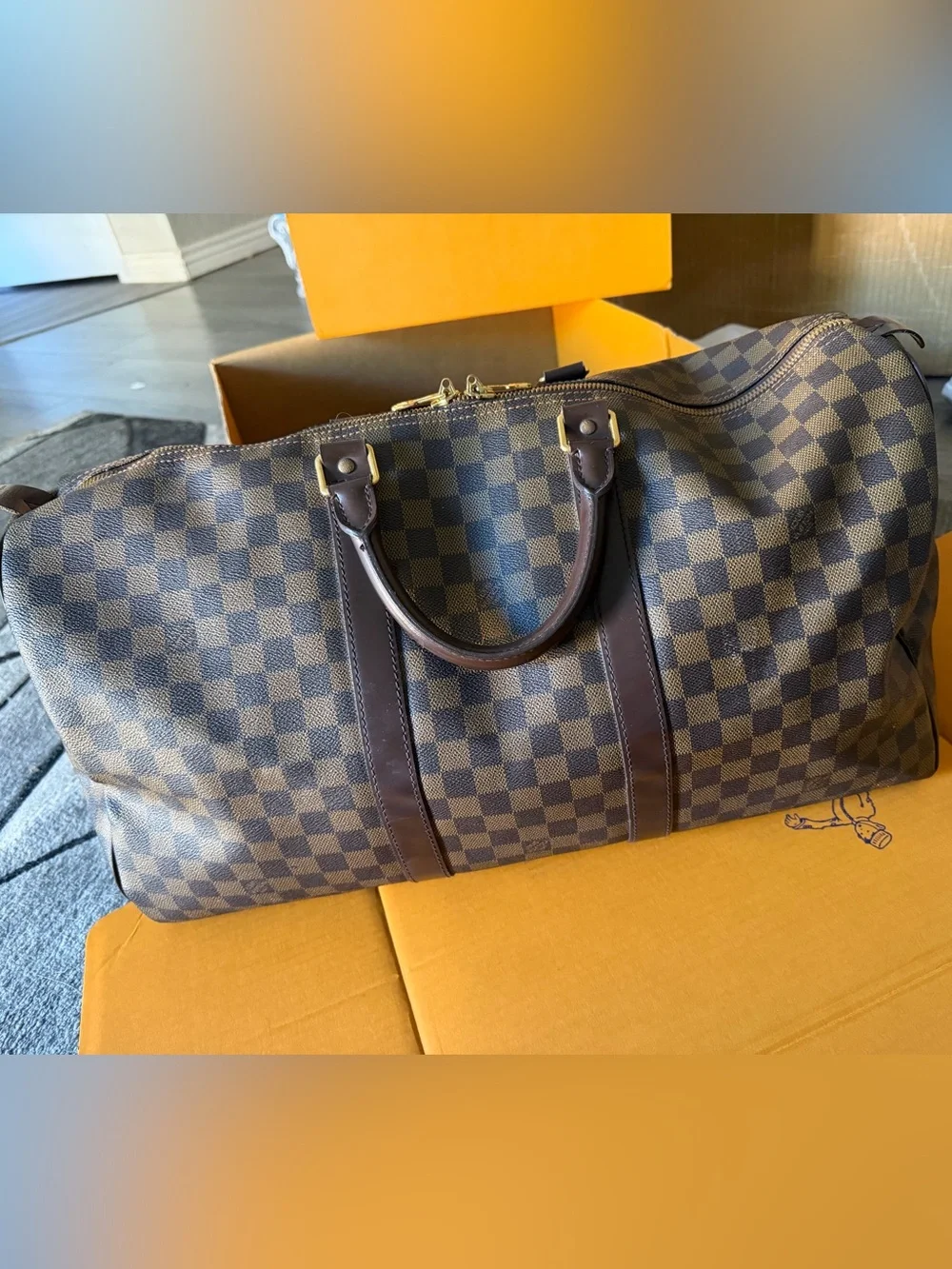 Louis Vuitton Damier Ebene Canvas Keepall 50 Travel Duffel